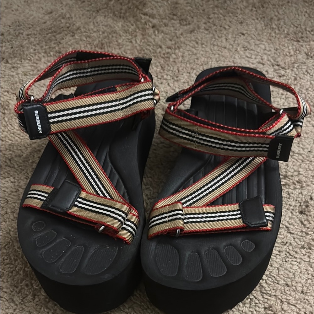 Burberry Black and Striped Sandals